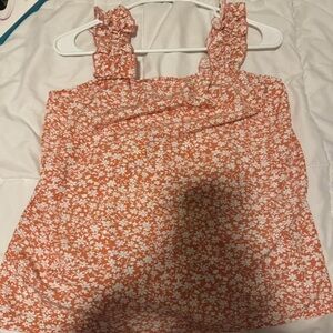 SHEIN Orange Floral Tank Top
